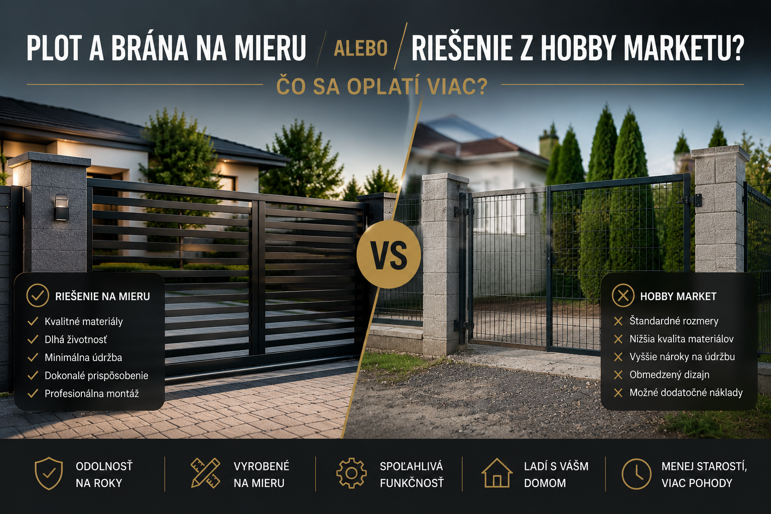 Plot a brána na mieru alebo riešenie z hobby marketu? Čo sa oplatí viac?